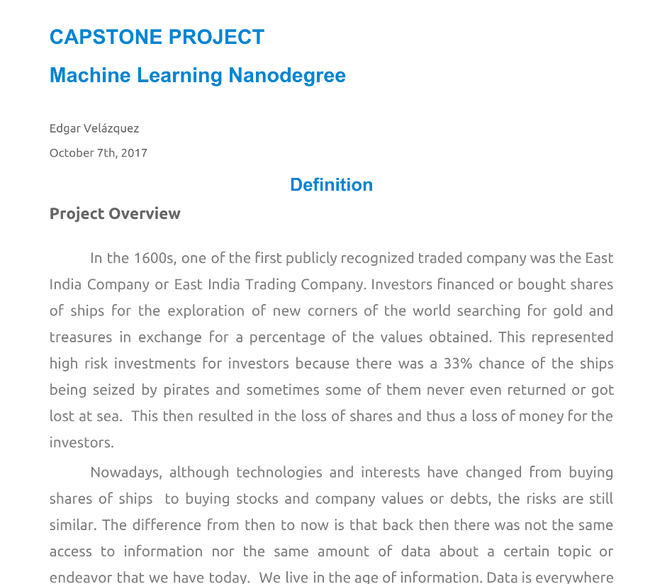 Udacity Capstone Report
