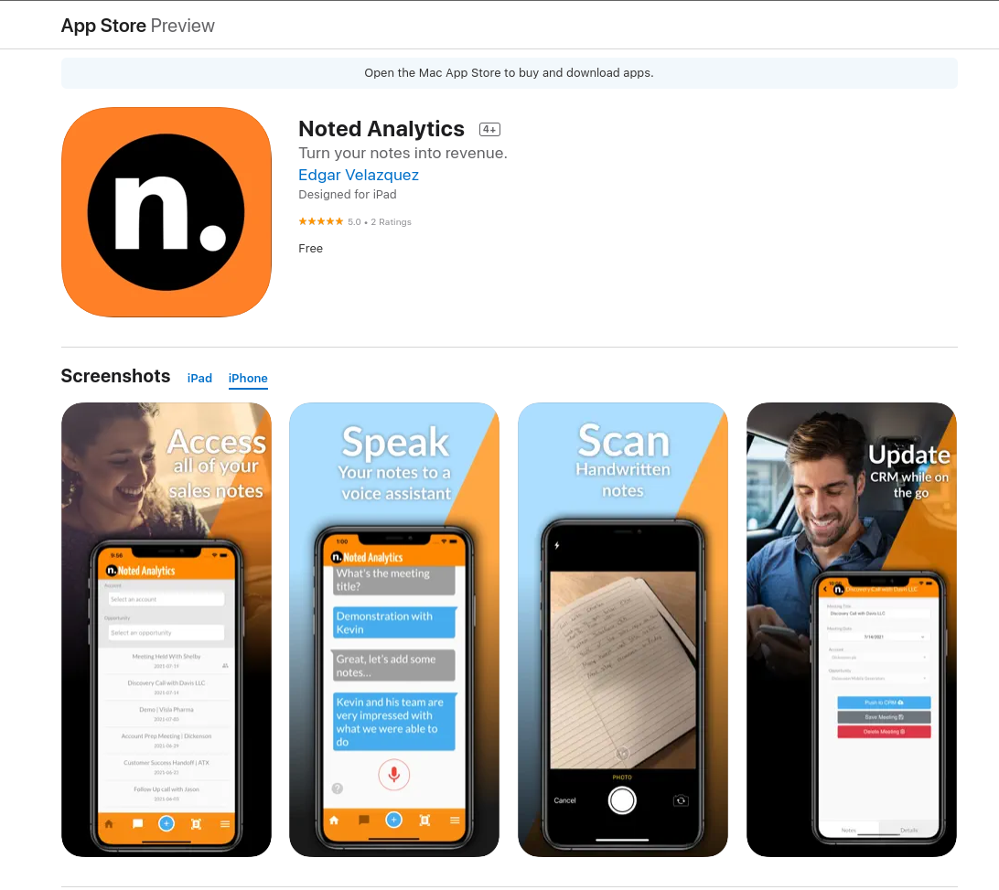 Noted Analytics Mobile Application